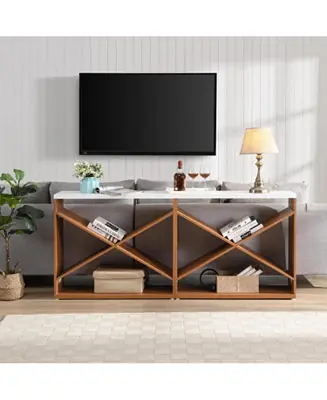 No Minimum Order 70.87" Farmhouse Table with Storage, X-Shape, Detachable Extra-Long
