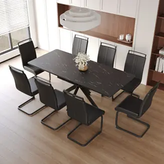 Extendable Dining Set for 6-8, Soft Padded Chairs Flash Sale