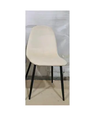 Set of 4 Modern Velvet Dining Chairs with Black Metal Legs (Beige) Factory Price