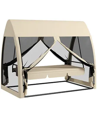 3-Seat Outdoor Swing Chair, Convertible Porch Swing Bed, Limited Offer