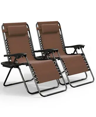 Direct From Factory Outdoor Patio Zero Gravity Chair - Reclining Lounge Chair with Pillow & Cup Holders