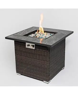 30inch Outdoor Fire Table Propane Gas Fire Pit Table with Lid Gas Fire Pit Table with Glass Rocks and Rain Cover Brand New