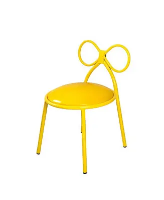 Top Rated Metal Kids Bow Chair With Yellow Vinyl Seat Cushion, Set Of 4