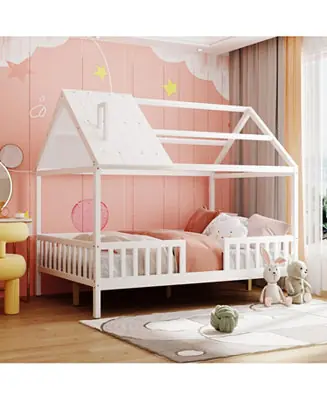 Best Seller Full Size Wood House Bed with Fence