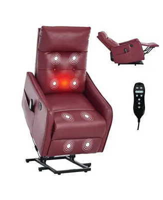 Faux Leather Power Lift Recliner Chair 155° Recliner with Massage Heat USB for Indoor Elderly Fast Shipping