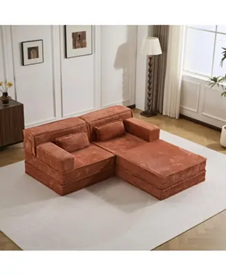 Orange Compression Sofa, Convertible Floor Sofa Bed, Modular Sectional Fan Favorite