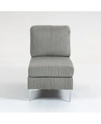Worldwide Shipping Gray Corduroy Modular Armless Seat