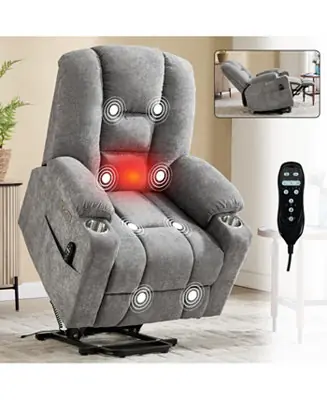 Bulk Order Streamdale Power Lift Recliner Chair with Massage, Heat, USB/Type C Ports, Light Grey