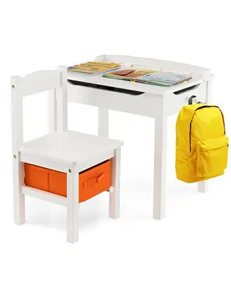 Flip-Top Kids Activity Table and Chair Set with Hidden Storage Space Fun and Organized Playtime Furniture Modern