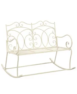 Patio Bench 40.9" Iron Antique White Top Rated