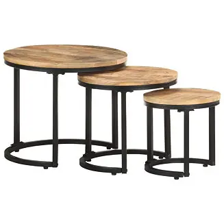 Best Choice Side Tables 3 pcs Rough Mango Wood