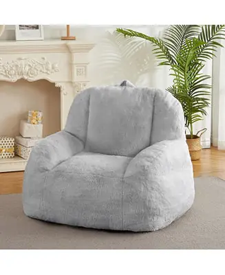 Giant Bean Bag Chair, Faux Fur Stuffed Bean Bag Couch with Filler, Bean Bag Chair for Adults, Big Lazy Sofa Floor Sofa with Handle, Large Living Bean Bag High Quality