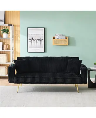 Corduroy Sofa with Pillows - Minimalist Living Room/Study Warranty Included