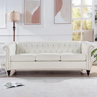 Express Delivery 84.65" Rolled Arm Chesterfield 3 Seater Sofa