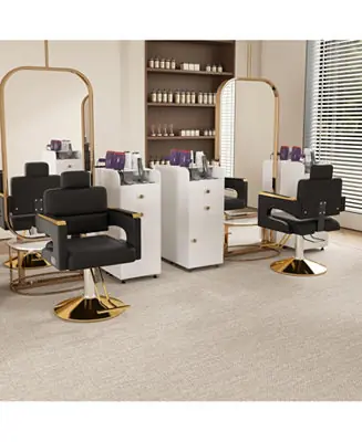 Best Seller Hydraulic Barber Chair - 360 Swivel, Reclining, Black & Gold
