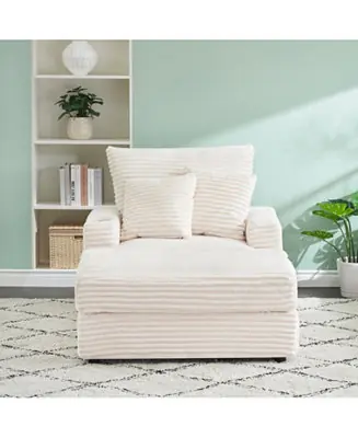 Direct From Factory Corduroy Armchair & Ottoman Set with Cup Holder