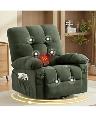 Deal Streamdale Massage Swivel Recliner Chair w/Vibration & Heat, 350LBS Capacity, USB Port