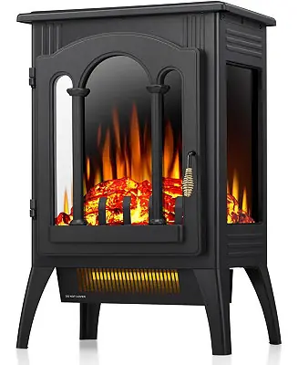 1000W/1500W Metal Freestanding Adjustable Flame Electric Fireplace Stove Last Chance