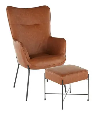 Express Delivery 2-Pc. Metal Izzy Industrial Lounge Chair and Ottoman Set