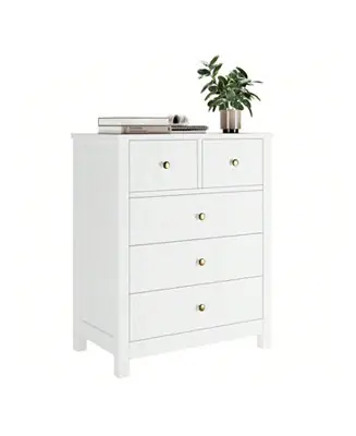Generic 5-Drawer Wood Dresser Organizer with Metal Handles Modern Chest for Home and Office Use Authentic
