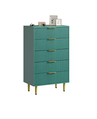 Modern Fluted Drawer Dresser Wood Chest of Drawers with Metal Handles and Legs, Storage Organizer Cabinet Order Now