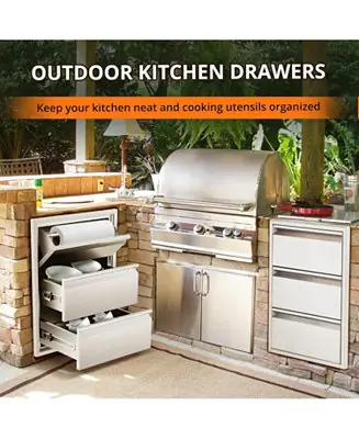 Outdoor Kitchen Drawers, Stainless Steel with Paper Towel Holder, Smooth Glide, Durable BBQ Storage Flash Sale