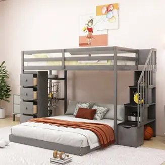Versatile Bunk Bed with Storage and Shelves Flash Sale