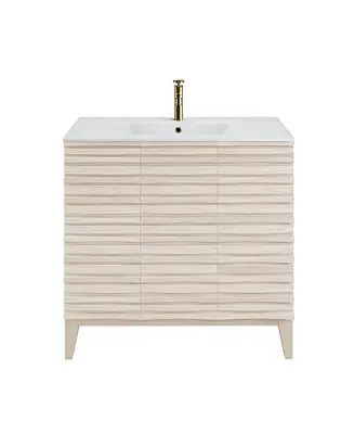 36" White MDF Soft-Close Freestanding Bathroom Vanity Flash Sale
