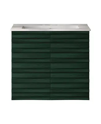 Special Offer Wood 24" Wall-Mounted Bathroom Vanity with 3-Hole Centerset Sink Top