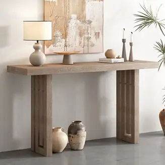 Buy Online Oak Veneer Console Table with Distinctive Sides