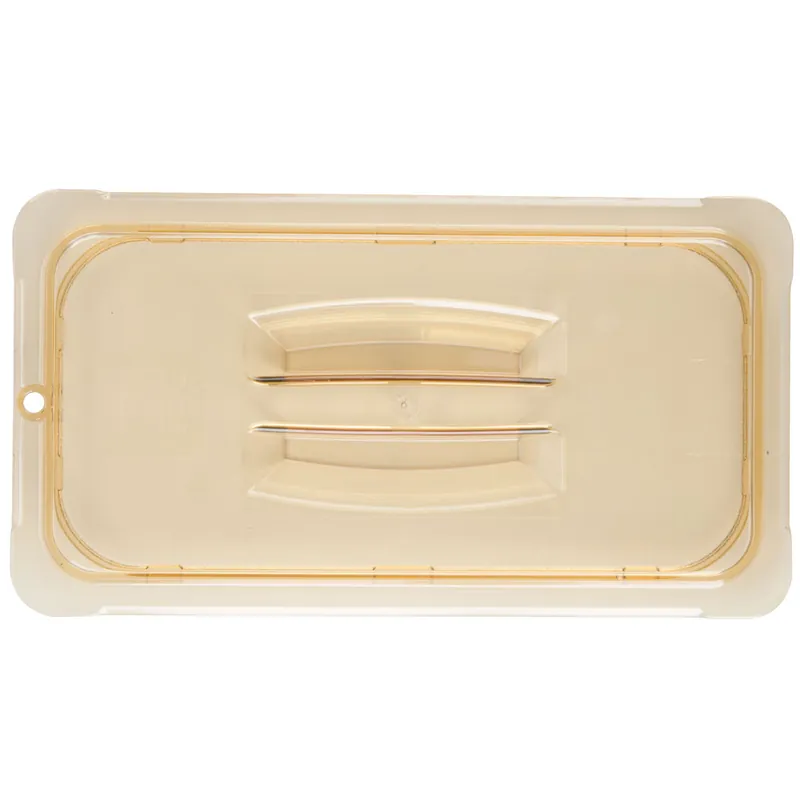 Carlisle 10470U13 StorPlus 1/3 Size Amber Universal High Heat Handled Lid Final Sale