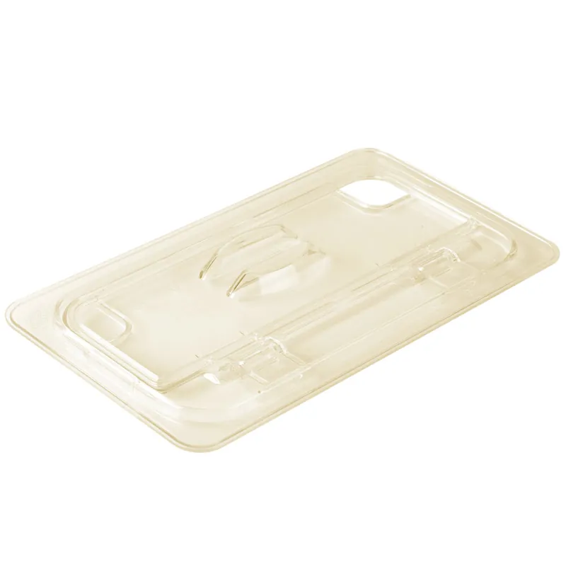 Trusted Brand Cambro 30HPLN150 H-Pan™ 1/3 Size Amber High Heat FlipLid with Spoon Notch