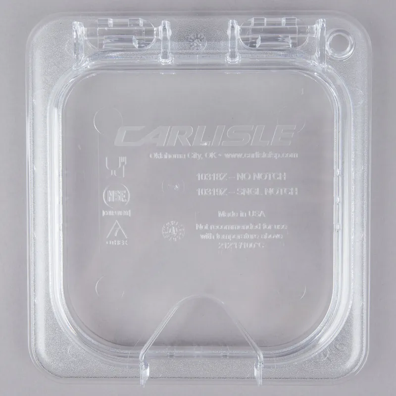 Carlisle 10319Z07 StorPlus EZ Access 1/6 Size Clear Polycarbonate Hinged Lid with One Notch Bulk Order