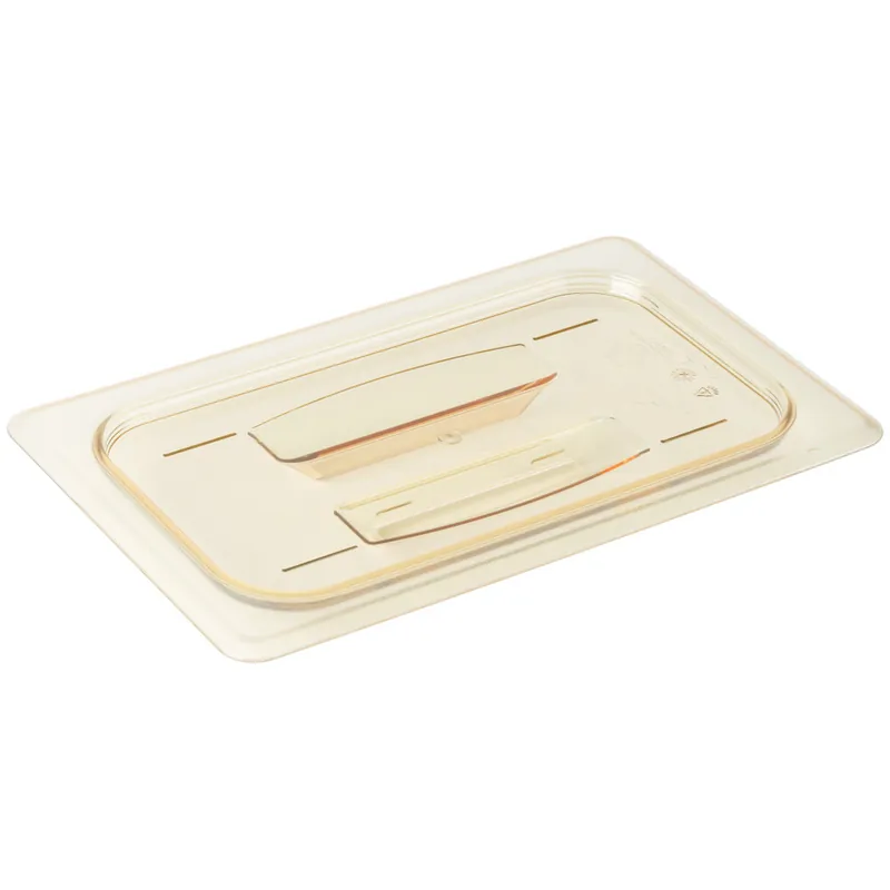 Cambro 40HPCH150 H-Pan™ 1/4 Size Amber High Heat Handled Flat Lid Warranty Included