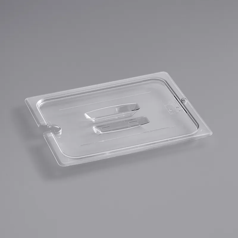 Fan Favorite Cambro 20CWCHN135 Camwear® 1/2 Size Clear Polycarbonate Handled Lid with Spoon Notch
