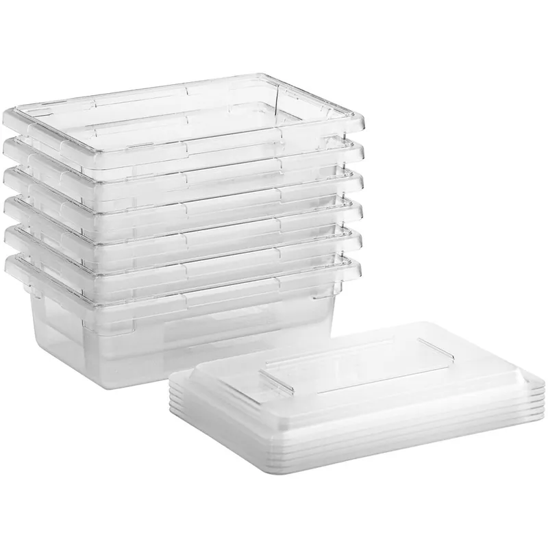 Fresh Stock Vigor 18" x 12" x 6" Clear Polycarbonate Food Storage Box with Lid - 6/Pack