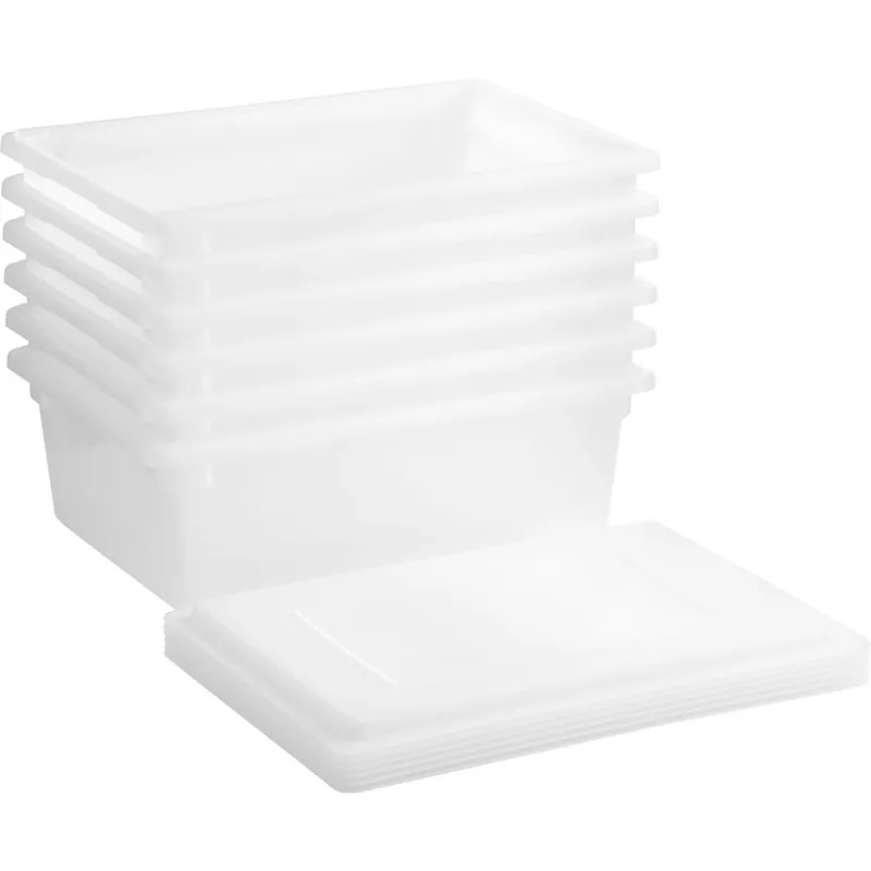 Vigor 26" x 18" x 9" White Polyethylene Food Storage Box with Lid - 6/Pack Trending