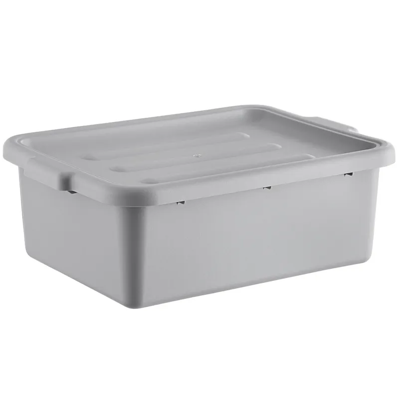 Final Sale Choice 20" x 15" x 7" Gray Polypropylene Bus Tub with Lid - 3/Case