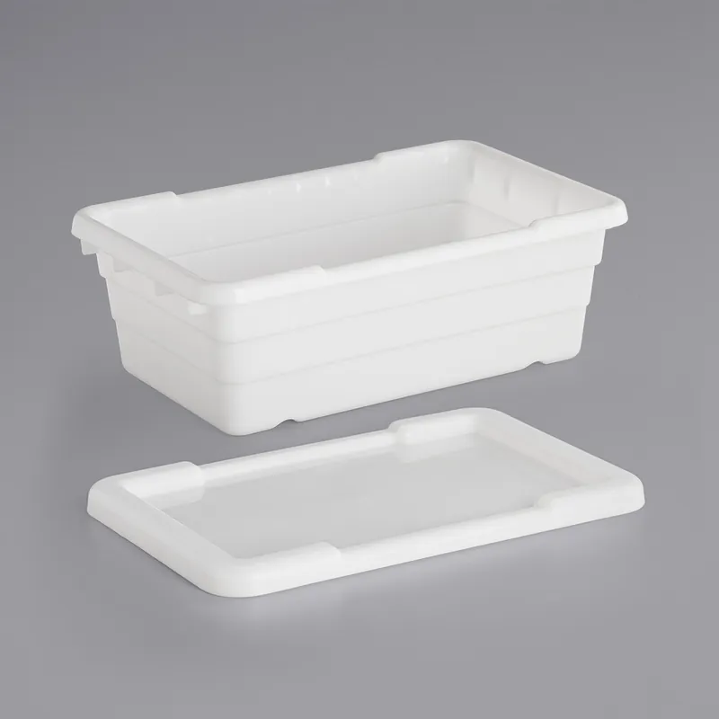 Choice 25" x 15" x 8" White Meat Lug / Tote Box with Cover Super Sale