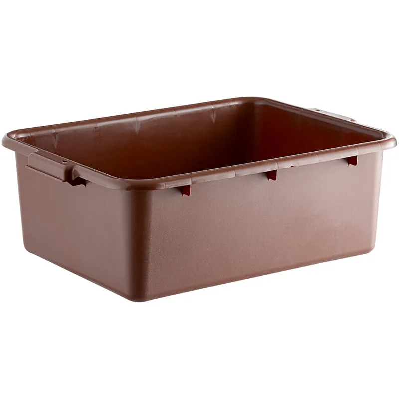 Choice 20" x 15" x 7" Brown Polypropylene Bus Tub / Food Storage Box - 6/Case Clearance