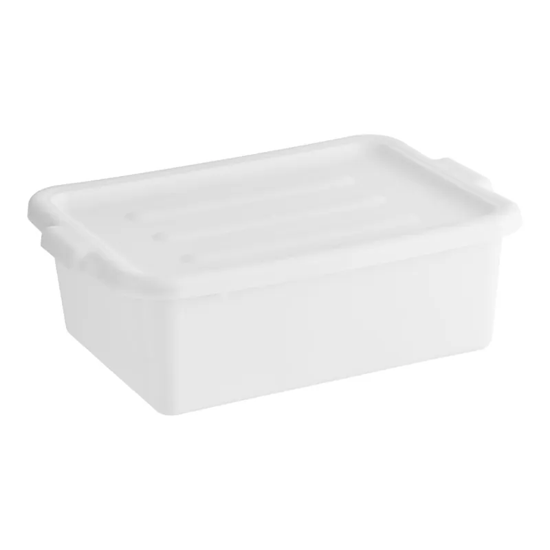 Genuine Lavex 20" x 15" x 7" White Polypropylene Utility Bin with Lid - 3/Case