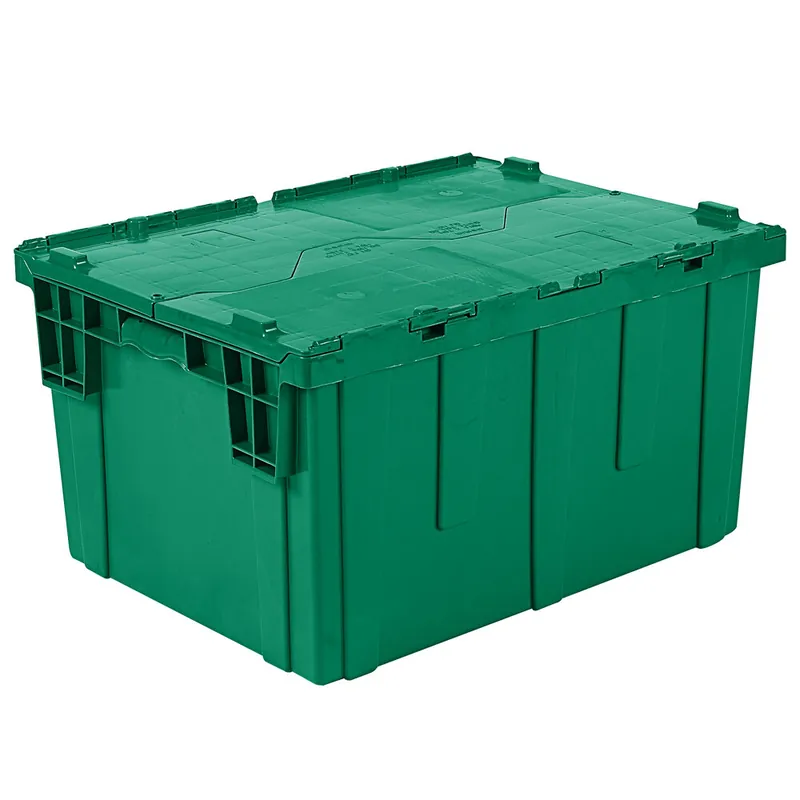 Modern Lavex 27 7/8" x 20 7/8" x 15 3/16" Green Plastic Flip-Lid Shipping / Storage Tote