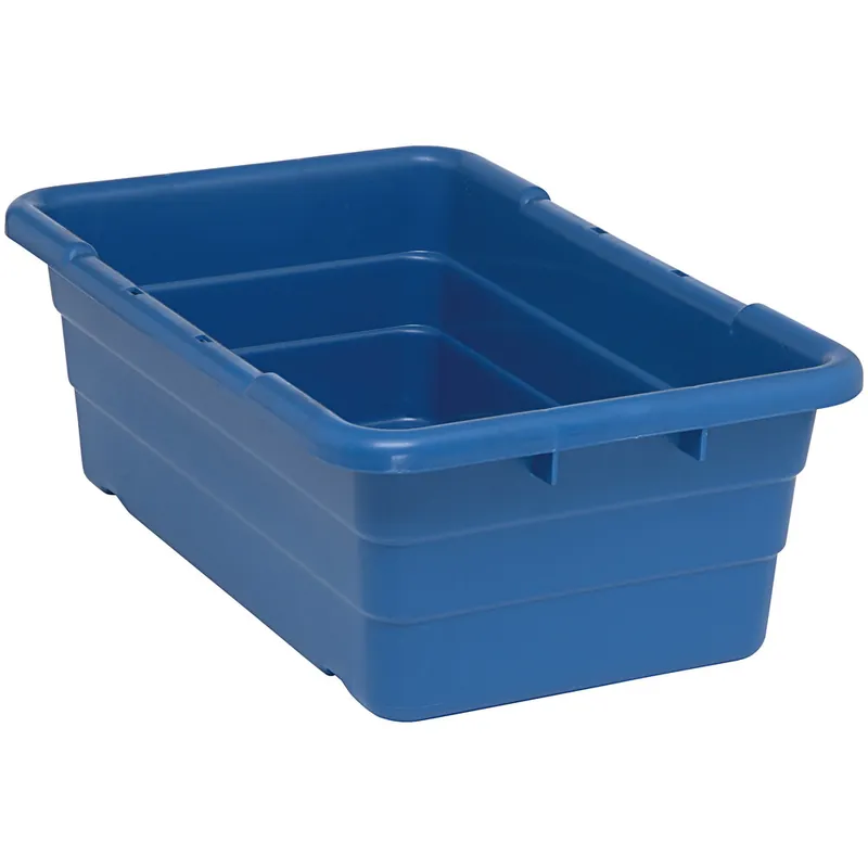 Quantum 9.75 Gallon Blue Cross Stack Tub with Built-In Handle Grips and Bottom Grooves TUB2516-8BL Exclusive