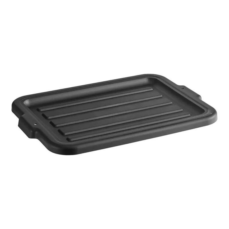High Quality Vigor 20" x 15" Black Heavy-Duty Polypropylene Bus Tub / Storage Box Lid