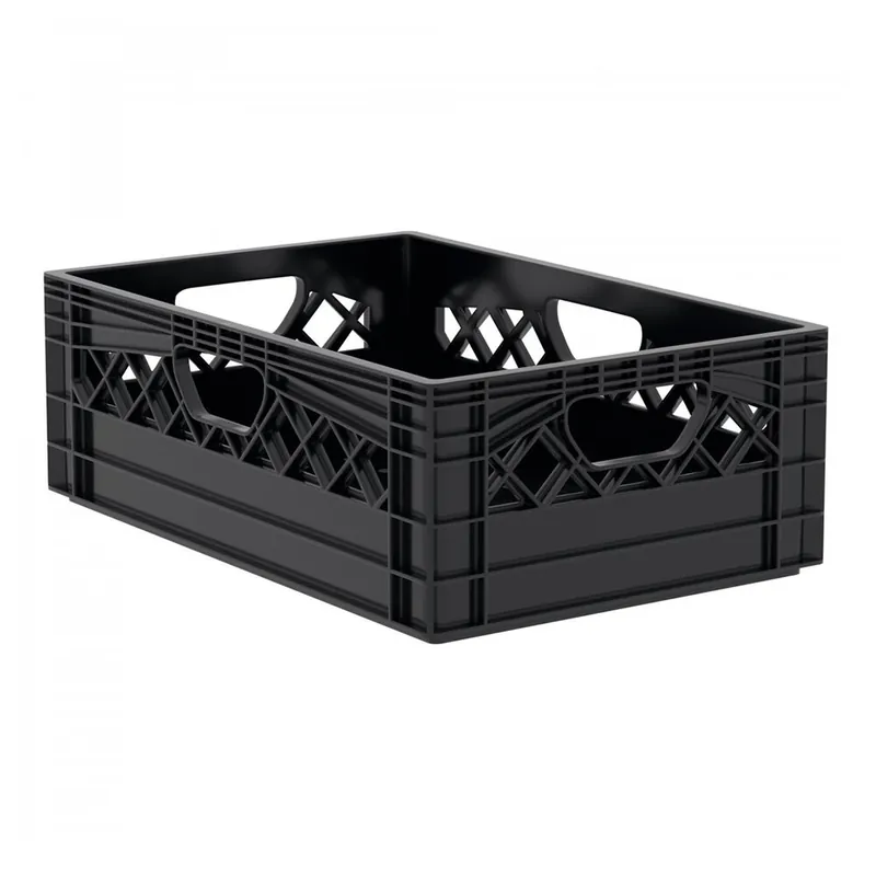 Authentic 12 Qt. Black Rectangular Milk Crate - 19" x 13" x 6 1/2"