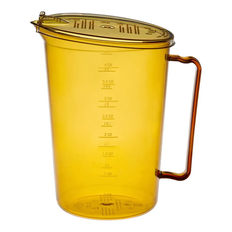 Top Rated Cambro 4 Qt. High Heat Amber Measuring Cup with Splatterproof Cover