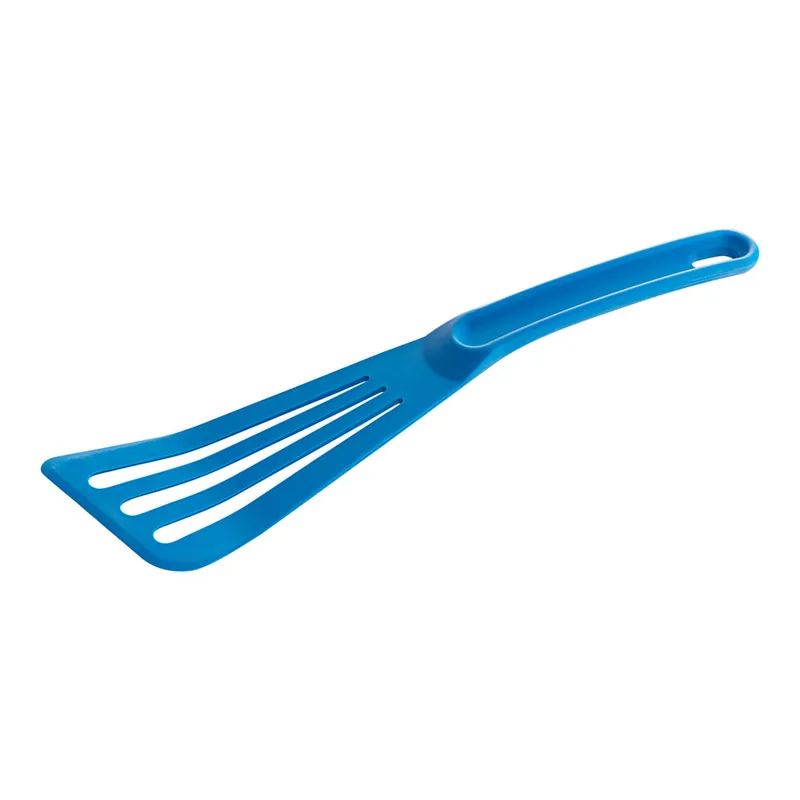 Authentic Mercer Culinary M35110BL Hell's Tools® 12" Blue High Temperature Slotted Turner / Spatula