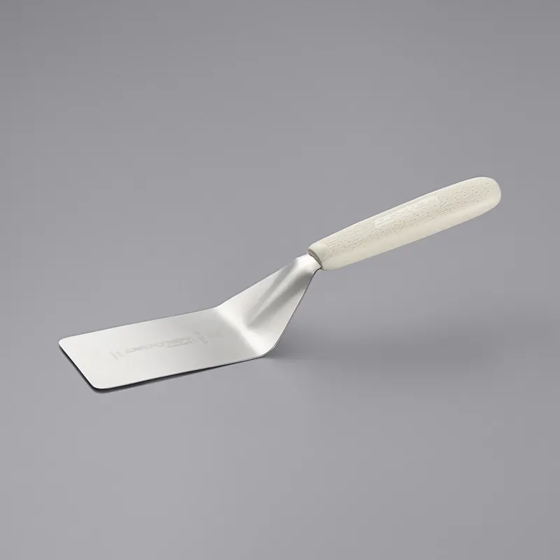 Dexter-Russell 19743 Sani-Safe 4" x 2 1/2" Solid Pancake Turner - White Plastic Handle Trending