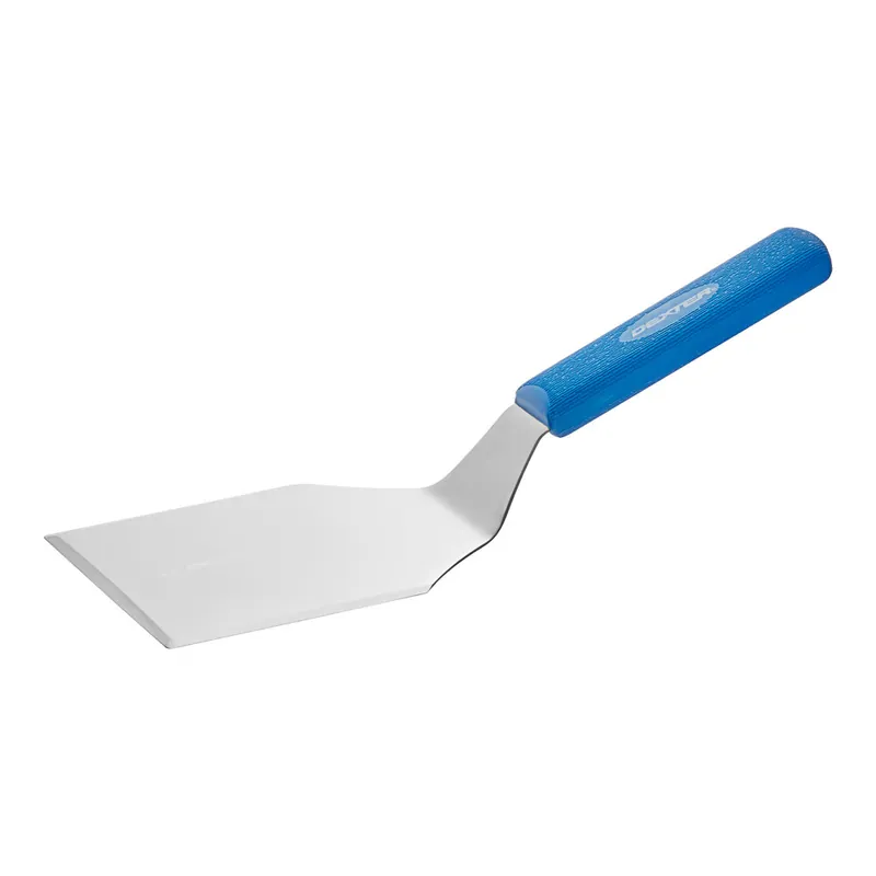 Dexter-Russell 19723H Sani-Safe Cool Blue 5" x 4" High Heat Blue Beveled Edge Solid Hamburger Turner Fresh Stock