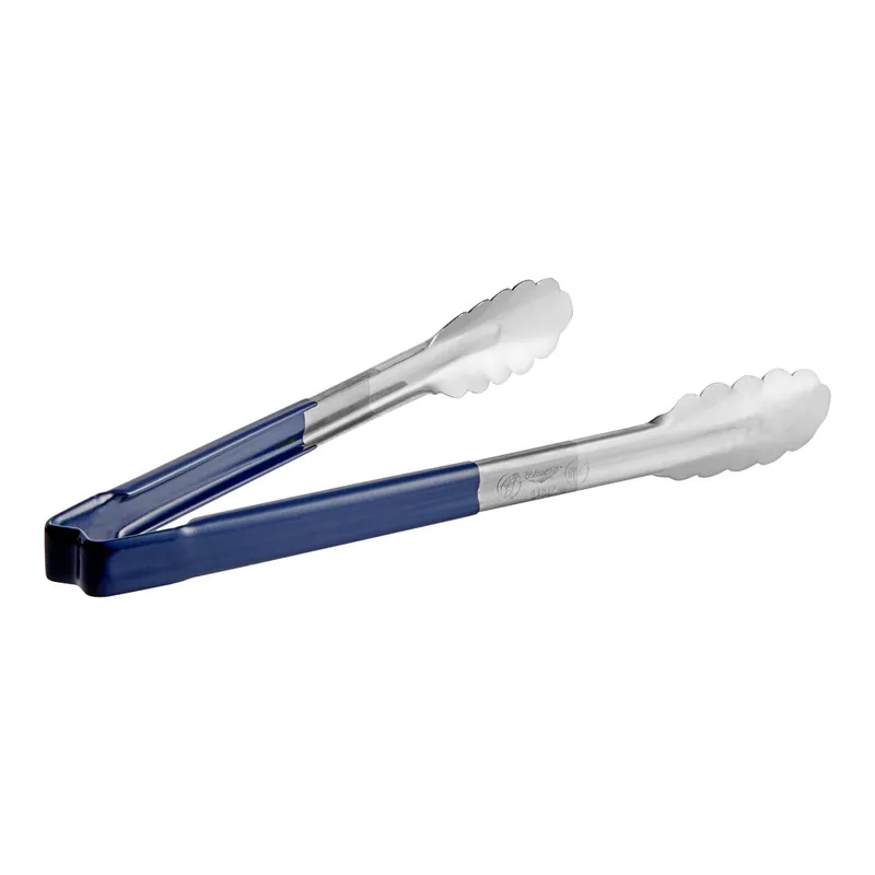 Hassle-Free Returns Vollrath 4781230 Jacob's Pride® 12" Stainless Steel Scalloped Tongs with Blue Coated Kool-Touch® Handle